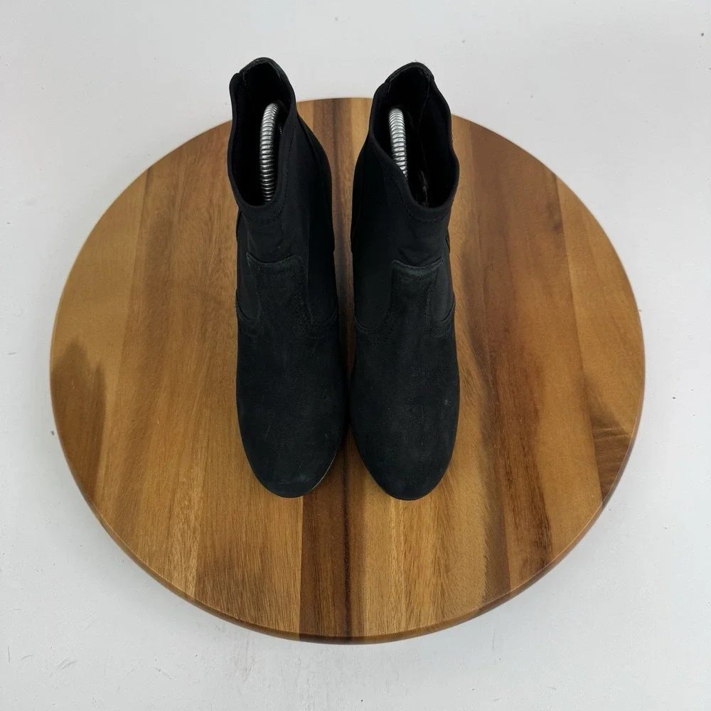 Womens Tory Burch Brenda Black Suede Sock Ankle Wedge Boots Booties Size 8 M GUC